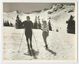 Franz and Annette Wilhelmsen on Whistler Mountain looking toward Peak